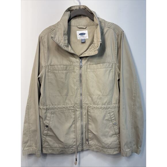 Chore Coat Field Barn Utility Cargo Jacket Canvas Khaki Med Old Navy - Picture 1 of 16